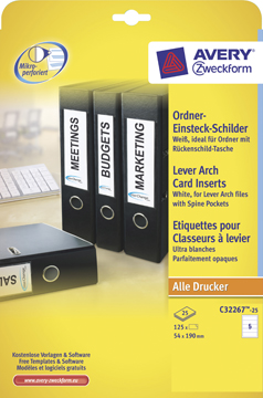 [TIM-C322672] Rugetiket Avery brede rug 54x190mm niet-zelfklevend printbaar wit (125)