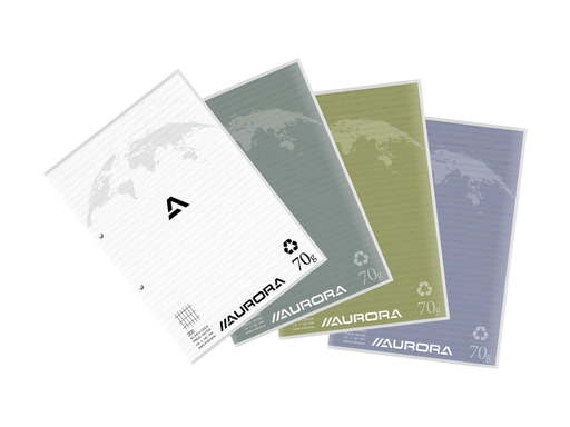 [TIM-D102RC] Cursusblok Aurora Splendid gerecycleerd A4 comm. geruit + blauwe kantlijn 200blz 
