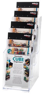 [TIM-DE77701] Folderhouder tafel/wand Deflecto 1/3e A4 staand 4-vaks transparant