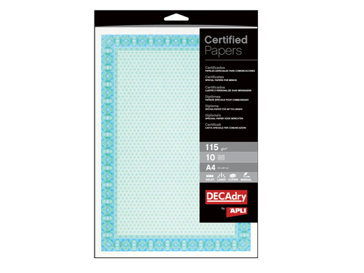 [TIM-DSD1052] Certificaten Decadry A4 115gr spiraal blauw/turkoois (70)