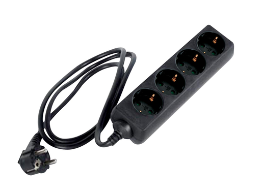 [TIM-EB4BLG] Contactdoos Perel met 4 stopcontacten voor Nederland zwart