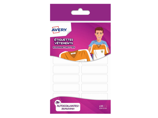 [TIM-ETVET36] Etiketten Avery 45x13mm voor kleding wit (36)