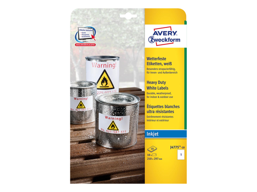 [TIM-J477510] Etiketten Avery Heavy Duty 01 etik/bl 210x297mm wit (10)