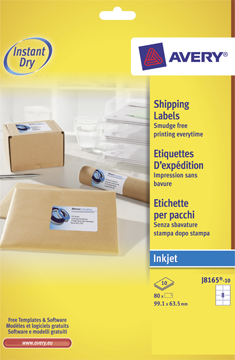 [TIM-J8165] Etiketten Avery Shipping 08 etik/bl 99,1x67,7mm voor inkjet wit (10)