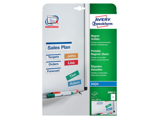 [TIM-J886750] Magneetetiket Avery 01 etik/bl 210x297mm voor inkjet wit (5)