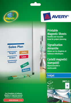 [TIM-J887150] Magneetetiket Avery 18 etik/bl 78x28mm voor inkjet wit (5)