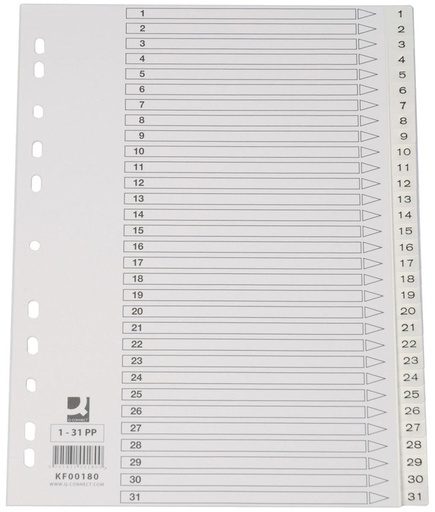 [TIM-KF00180] Tabbladen Q-Connect PP A4 11-gaats 1-31 wit (901629)