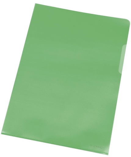 [TIM-KF01645] Zichtmap Q-Connect PP A4 120 micron gekorreld transparant groen (10)