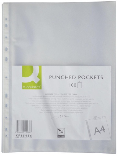[TIM-KF15436] Showtas Q-Connect PP A4 60 micron 11-gaats gekorreld transparant (100)(901699)