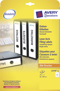 [TIM-L4759] Rugetiket Avery 03 etik/bl 61x297mm wit (25)