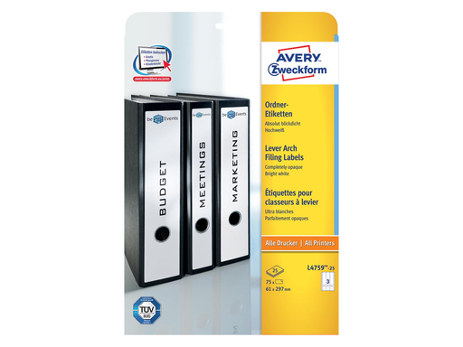 [TIM-L4759] Rugetiket Avery 03 etik/bl 61x297mm wit (25)