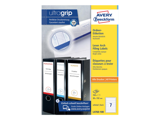 [TIM-L476010] Rugetiket Avery 07 etik/bl 192x38mm wit (100)