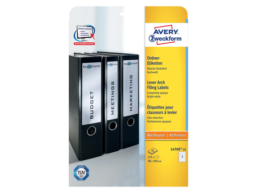 [TIM-L476025] Rugetiket Avery 07 etik/bl 192x38mm wit (25)