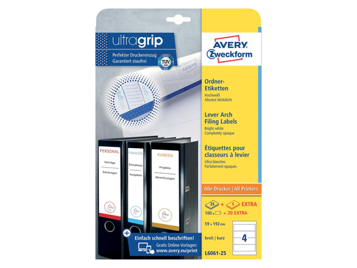 [TIM-L606125] Rugetiket Avery 4 etik/bl 59x192mm wit (30)