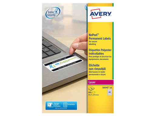 [TIM-L614520] Etiketten Avery Anti-Fraude 40 etik/bl 45,7x25,4mm voor laser wit (20)