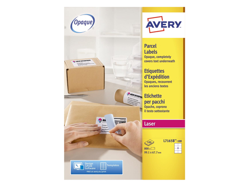 [TIM-L7165B] Etiketten Avery BlockOut QuickPeel 08 etik/bl 99,1x67,7mm voor laser (100)