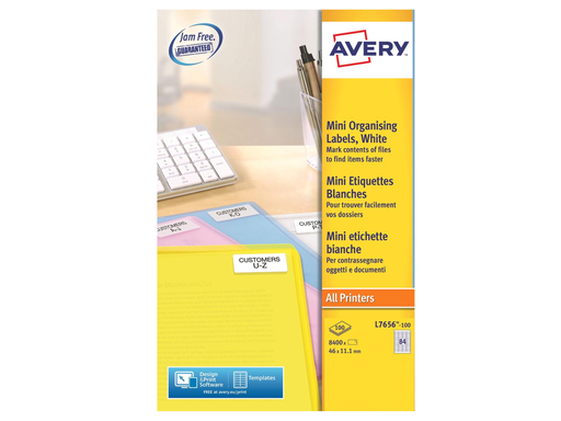 [TIM-L765610] Etiket Avery mini 84 etik/bl 46x11,1mm wit (100)