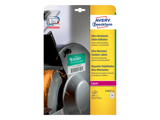 [TIM-L791210] Etiketten Avery Outdoor 24 etik/bl 63,5x33,9mm voor laser wit (10)