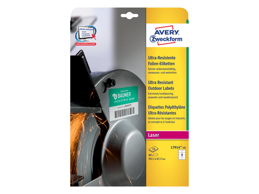 [TIM-L791410] Etiketten Avery Outdoor 08 etik/bl 99,1x67,7mm voor laser wit (10)