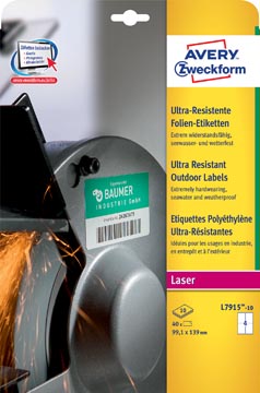 [TIM-L791510] Etiketten Avery Outdoor 04 etik/bl 99,1x139mm voor laser wit (10)