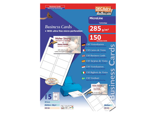 [TIM-OCB3261] Visitekaarten Decadry MicroLine 85x54mm 285g 10/bl (15)