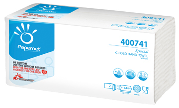 [TIM-P400741] Handdoek Papernet special wit 2-laags C-vouw 144vel