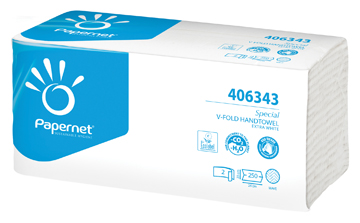 [TIM-P406343] Handdoek Papernet 2-laags V-vouw extra wit (250)