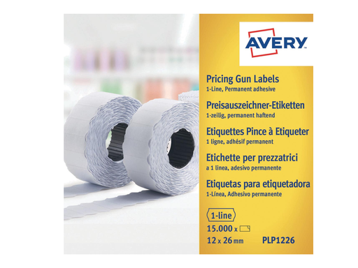 [TIM-PLP1226] Etiketten Avery Prijstang permanent 12x26mm 1.500 etik/rol wit (10)