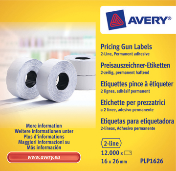 [TIM-PLP1626] Etiketten Avery Prijstang permanent 16x26mm 1.200 etik/rol wit (10)
