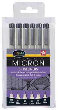 [TIM-POXSDK6] Fineliner Sakura pigma micron zwart assorti (6)