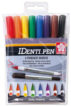 [TIM-POXYKT8] Permanent marker Sakura IDenti-Pen ronde punt 2-punten assorti (8)
