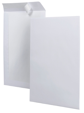 [TIM-PR14612] Zakomslag met kartonnen rug Bong 262x371mm + strip wit (100)