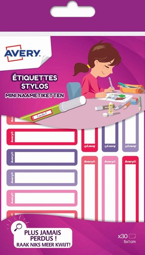 [TIM-RESM30F] Etiketten Avery Family Name 50x10mm assorti meisjes (30)