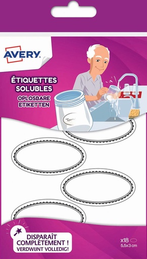 [TIM-SOLUB18] Etiketten Avery Family 55x30mm oplosbaar wit (18)