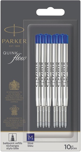 [TIM-2119154] Vulling Parker Quinkflow voor balpen, medium, blauw, bllister (10)